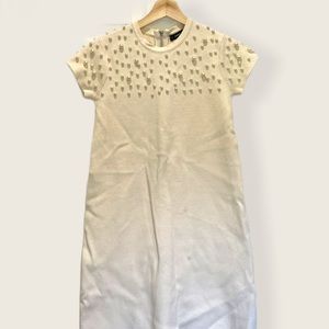 ZARA knit pearl detail dress, cream